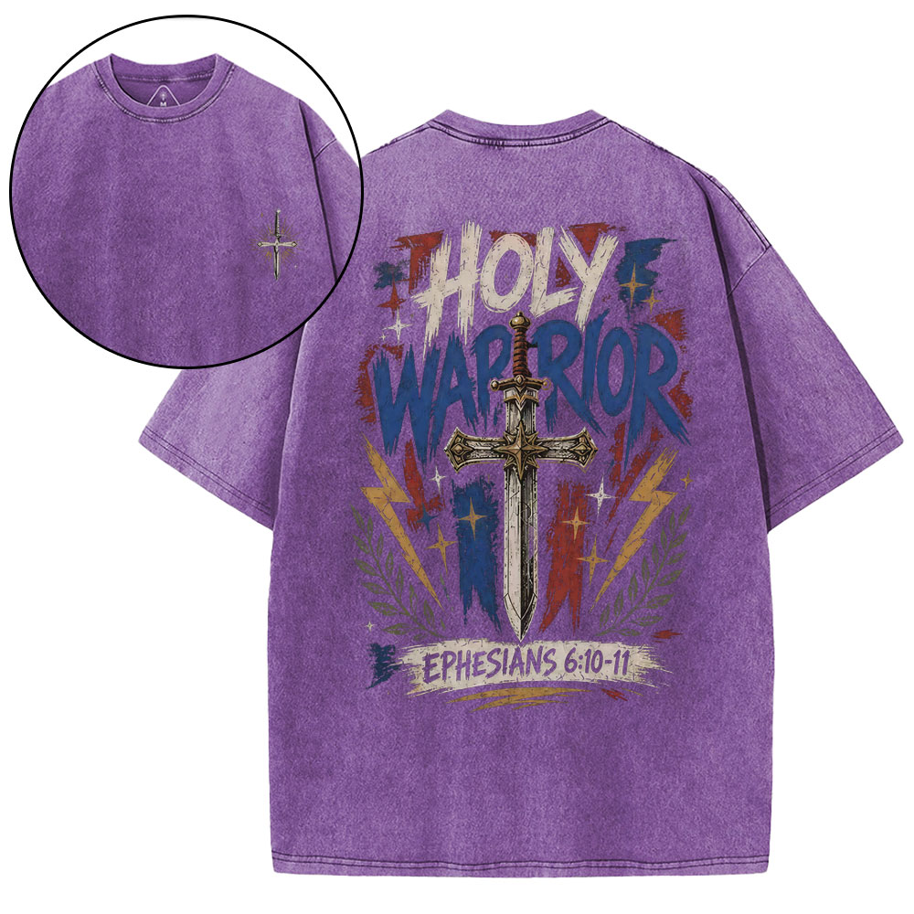 Holy Warrior Christian Washed T-Shirt