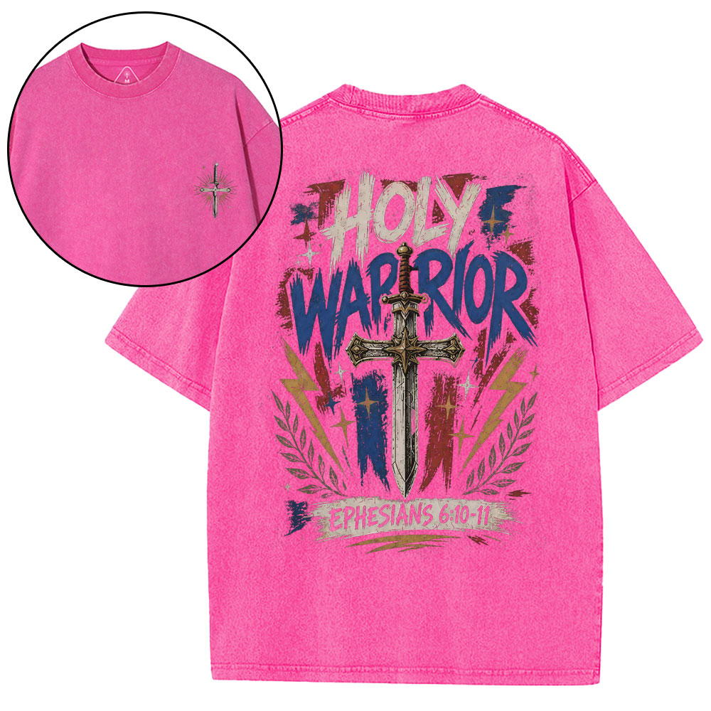 Holy Warrior Christian Washed T-Shirt