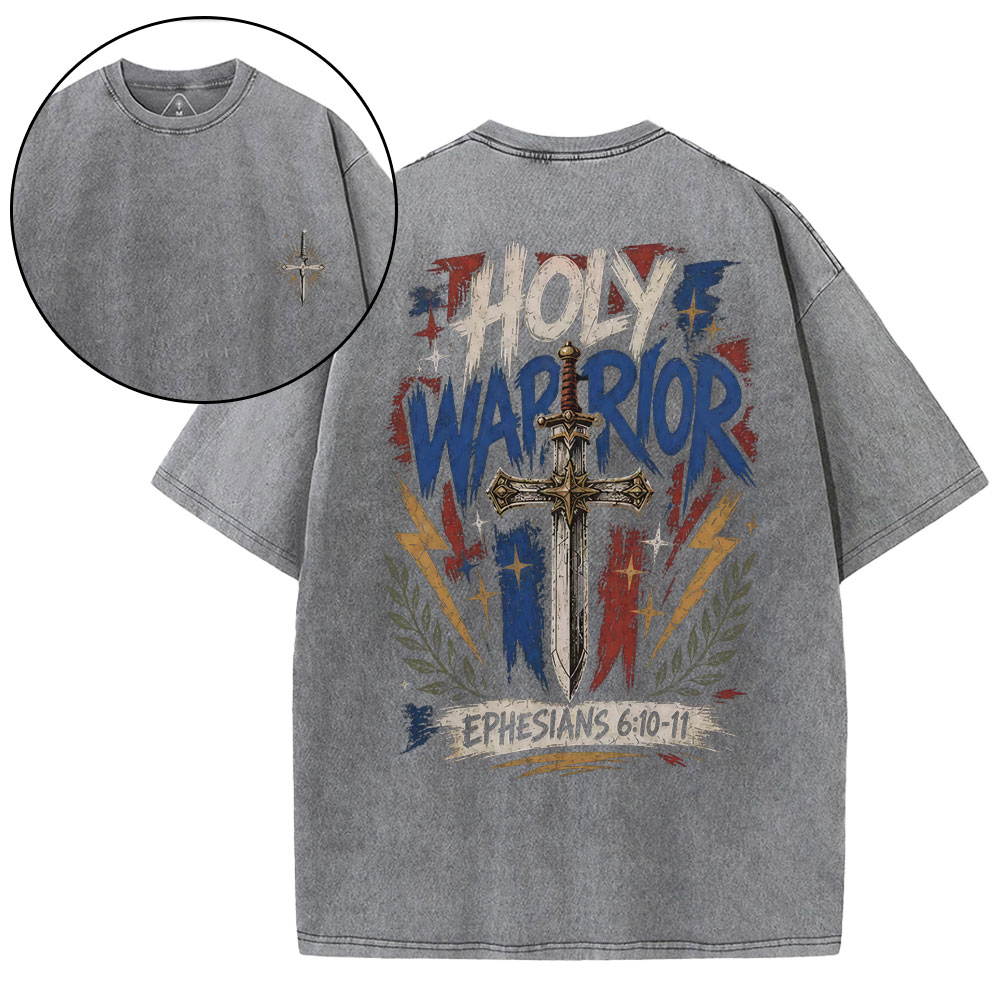 Holy Warrior Christian Washed T-Shirt