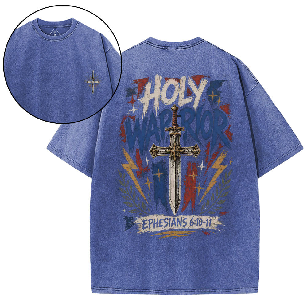 Holy Warrior Christian Washed T-Shirt