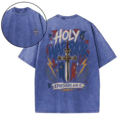 Holy Warrior Christian Washed T-Shirt