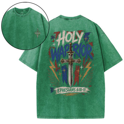 Holy Warrior Christian Washed T-Shirt