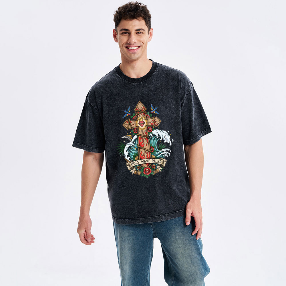 Holy Wave Rider Christian Washed T-Shirt