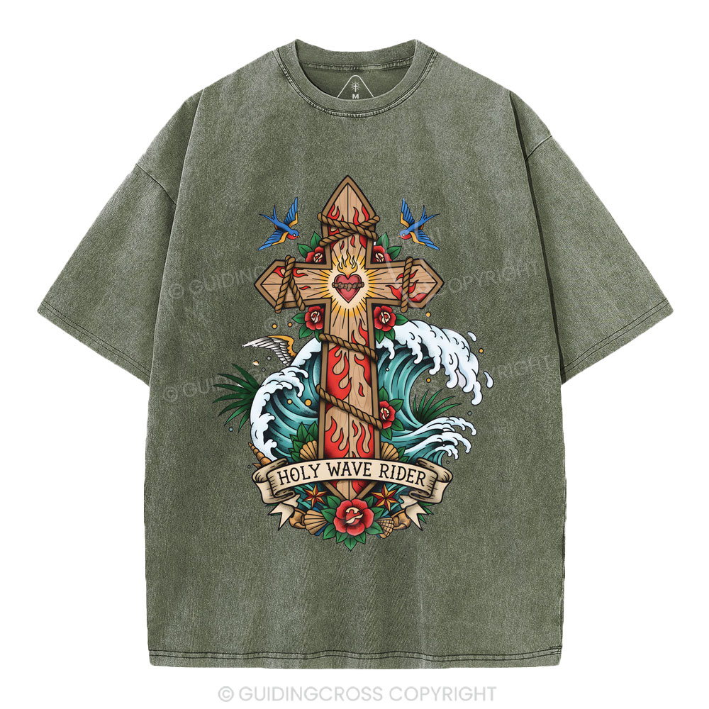 Holy Wave Rider Christian Washed T-Shirt