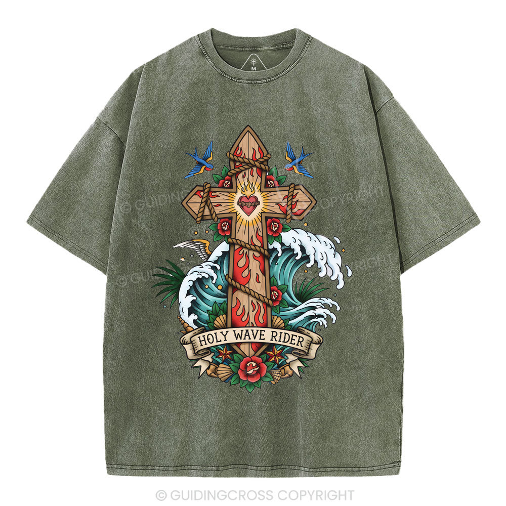 Holy Wave Rider Christian Washed T-Shirt