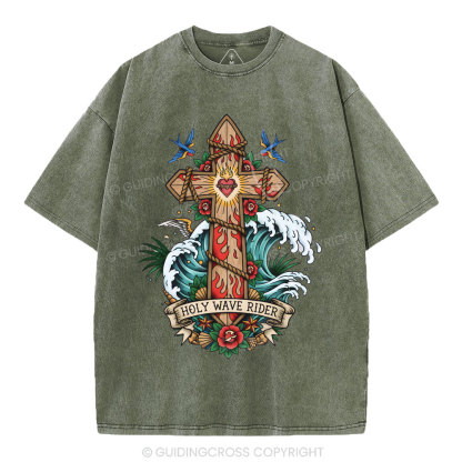 Holy Wave Rider Christian Washed T-Shirt