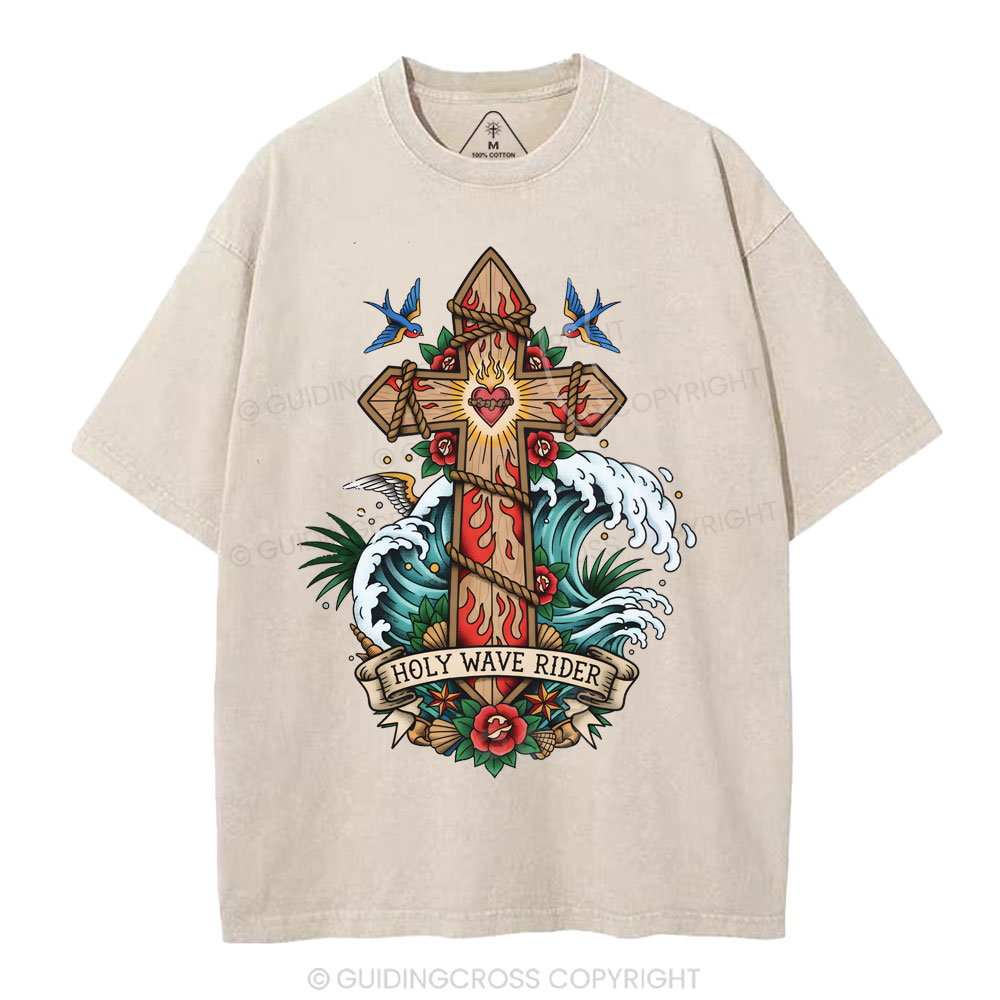 Holy Wave Rider Christian Washed T-Shirt