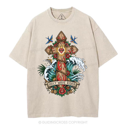 Holy Wave Rider Christian Washed T-Shirt