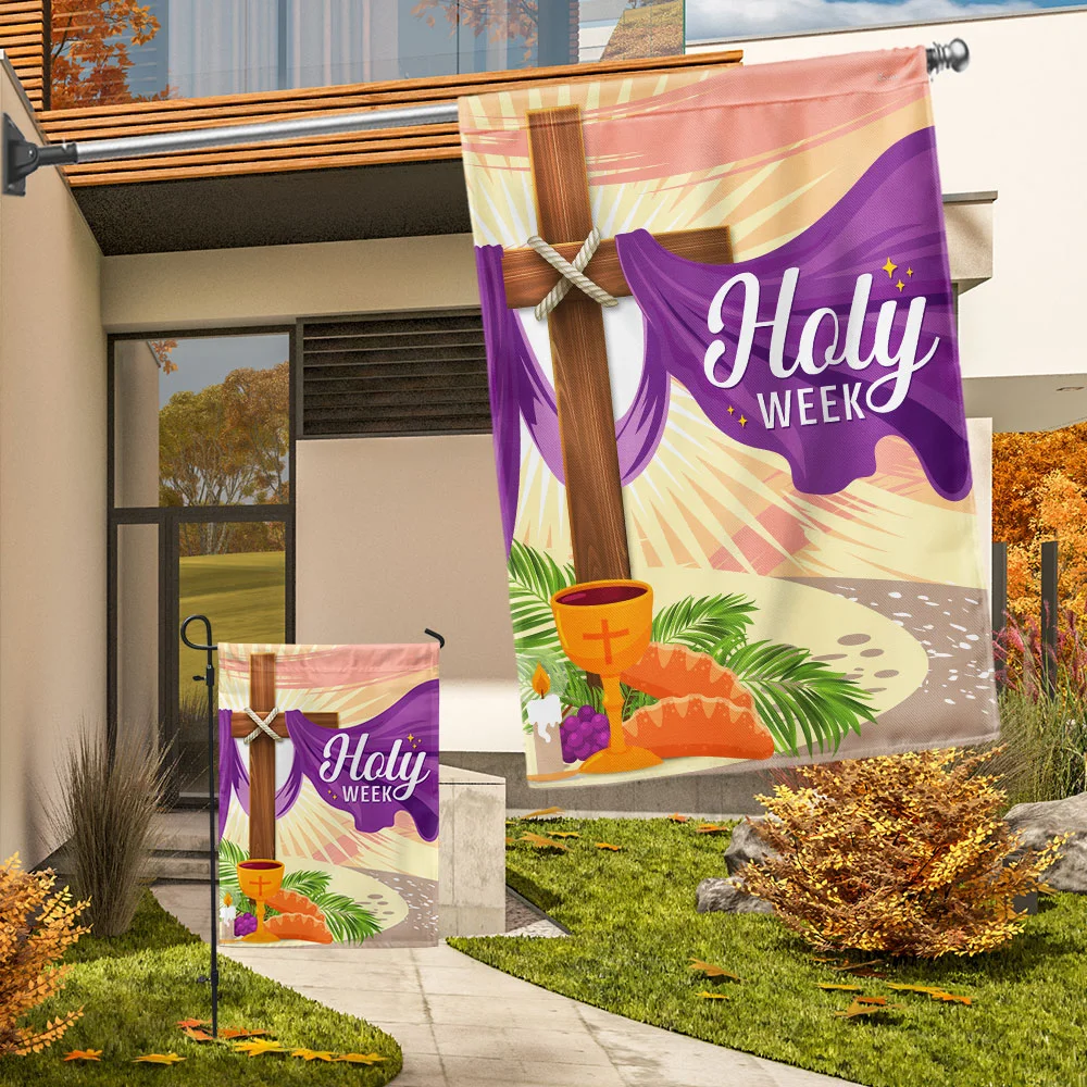 Holy Week Easter Cross Christian Flag