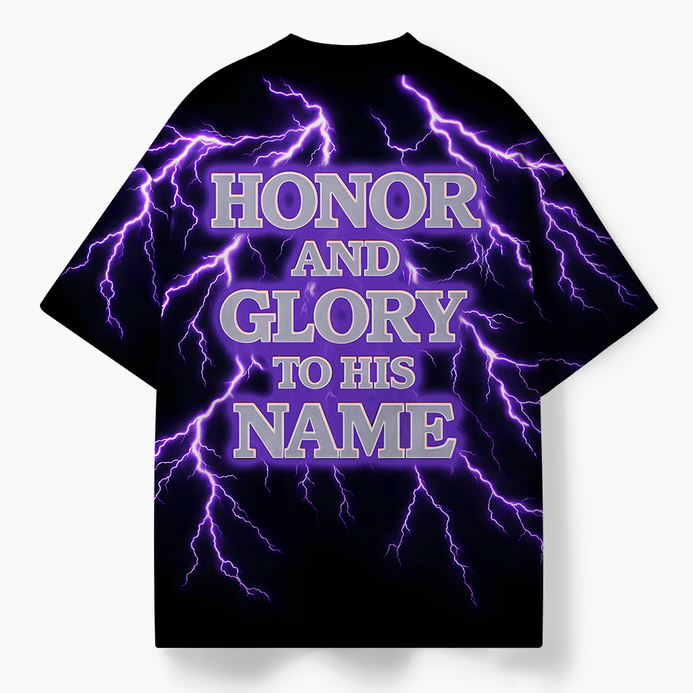 Honor And GLory To His Name Oversized All-Over Print Christian T-Shirt