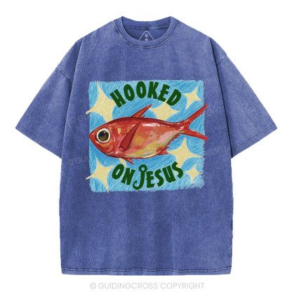Hooked On Jesus Christian Washed T-Shirt