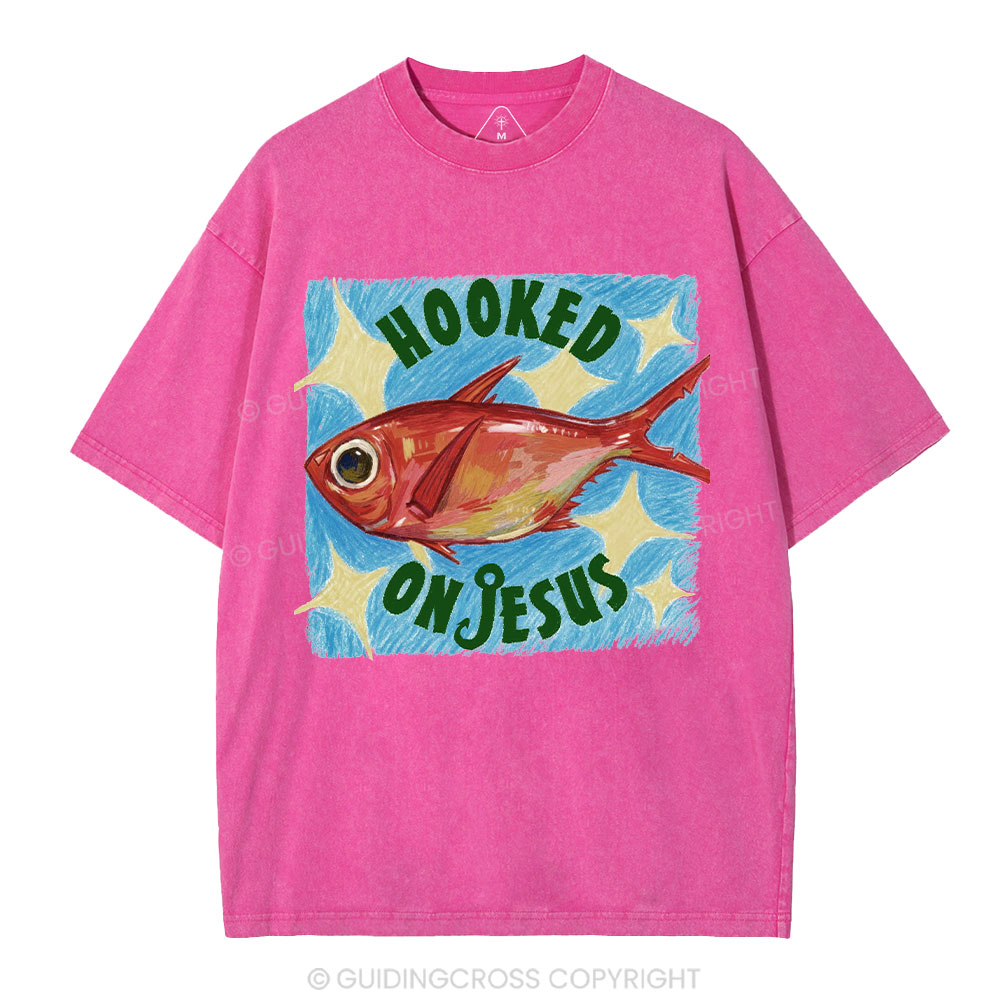 Hooked On Jesus Christian Washed T-Shirt