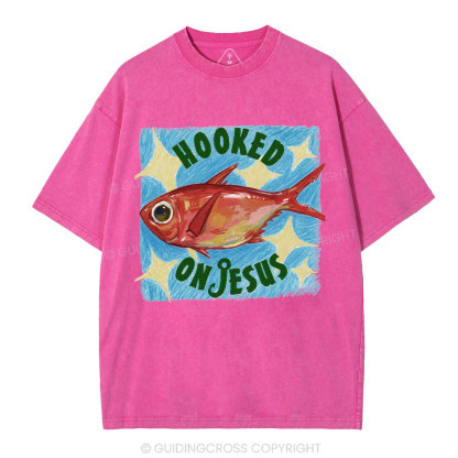 Hooked On Jesus Christian Washed T-Shirt