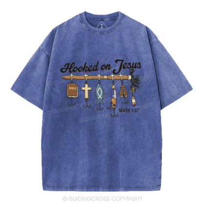 Hooked On Jesus Christian Washed T-Shirt