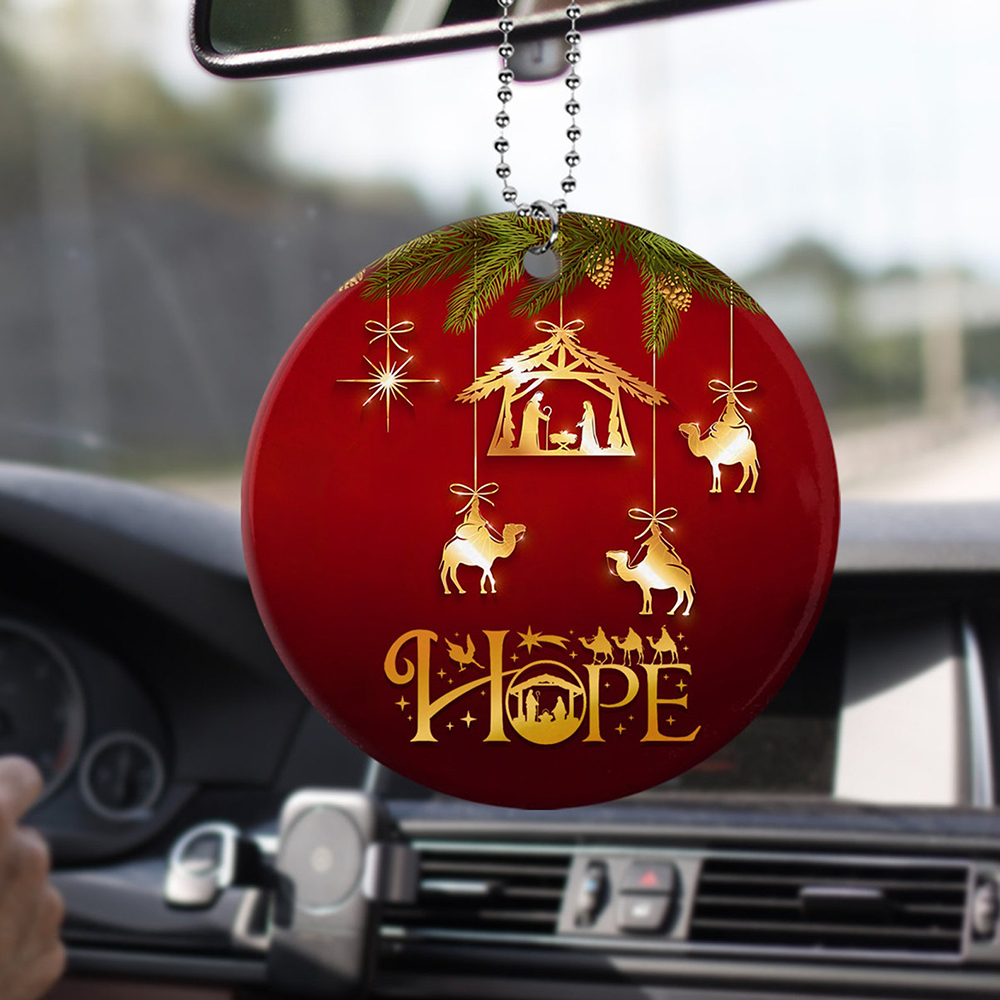 Hope, Merry Christmas Circle Ceramic Ornament