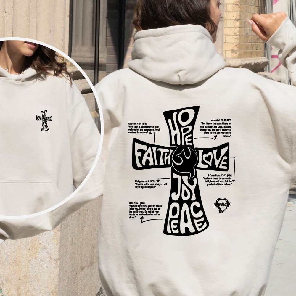 Hope Faith Love Peace Joy Christian Fleece Hoodie Set