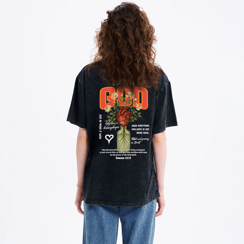 Hope In God Christian Washed T-Shirt