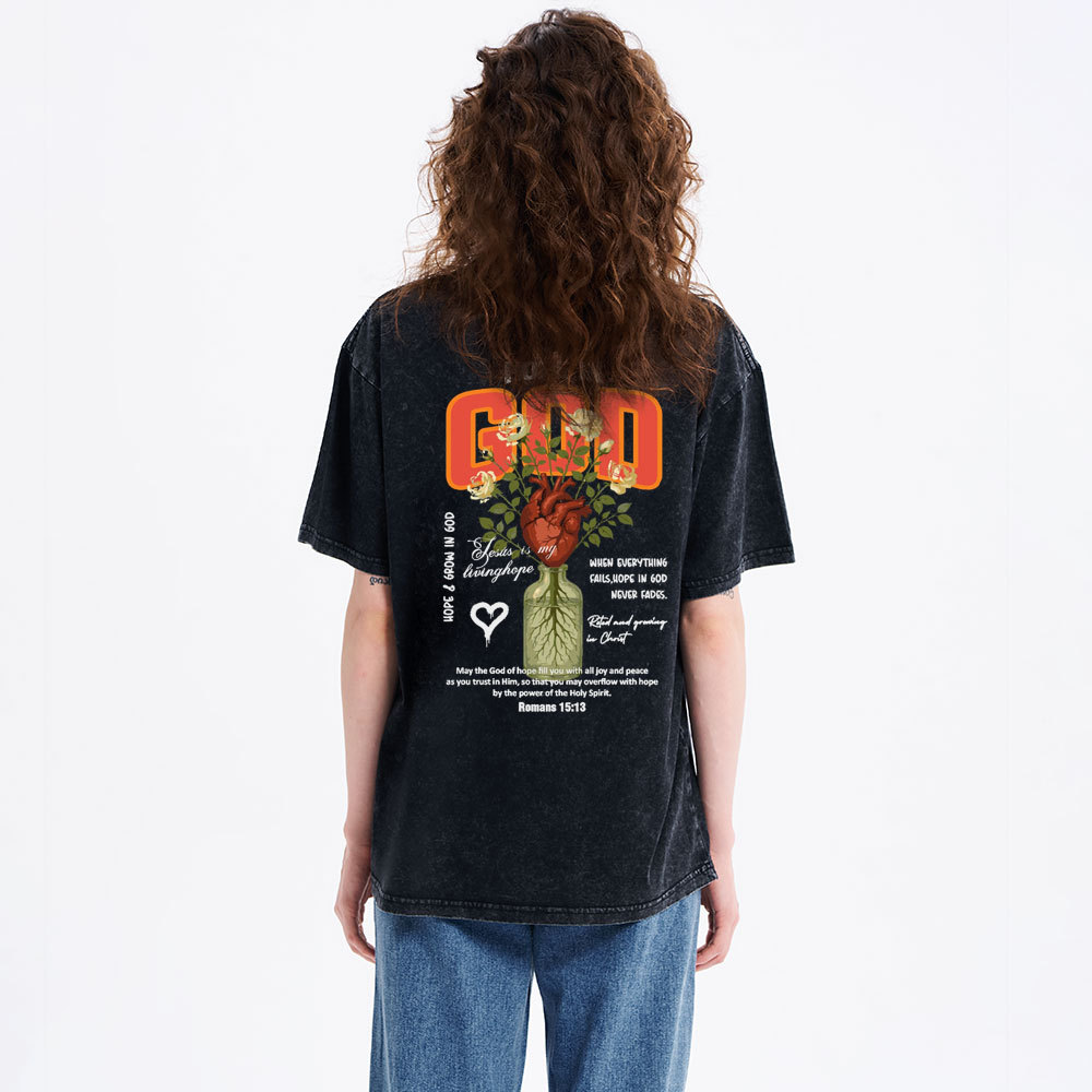 Hope In God Christian Washed T-Shirt