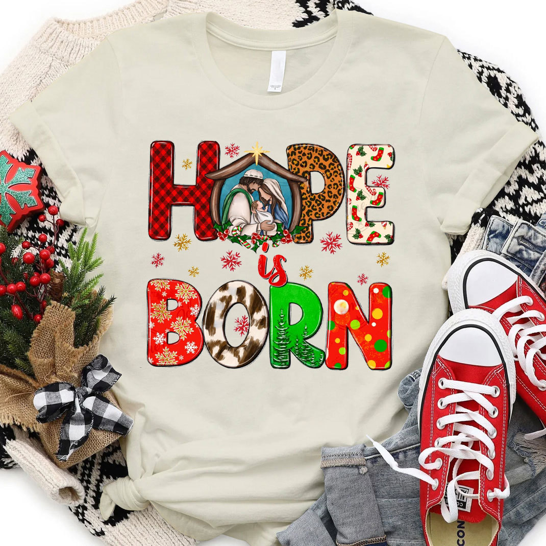 Hope Is Born Christian Christmas T-Shirt
