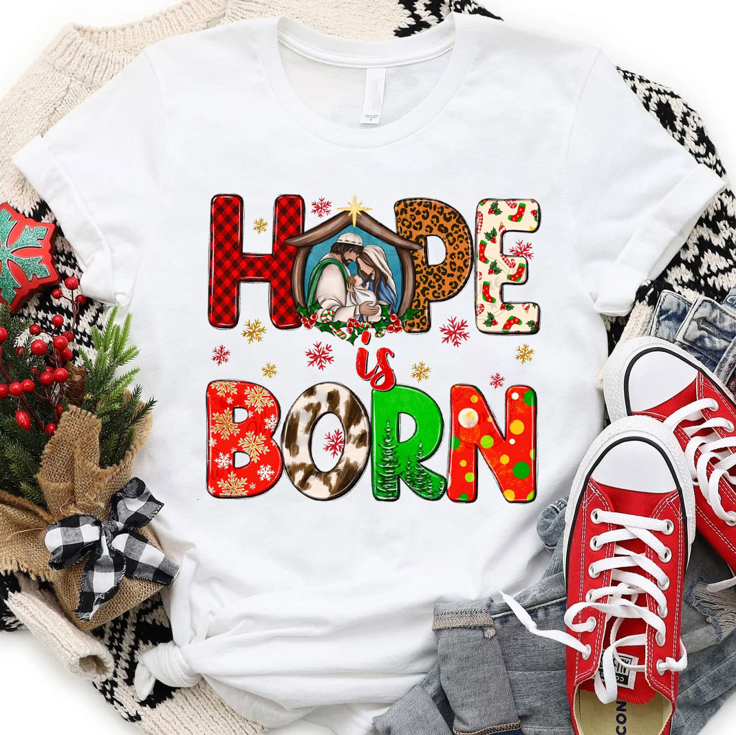 Hope Is Born Christian Christmas T-Shirt