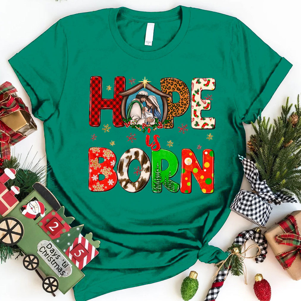 Hope Is Born Christian Christmas T-Shirt