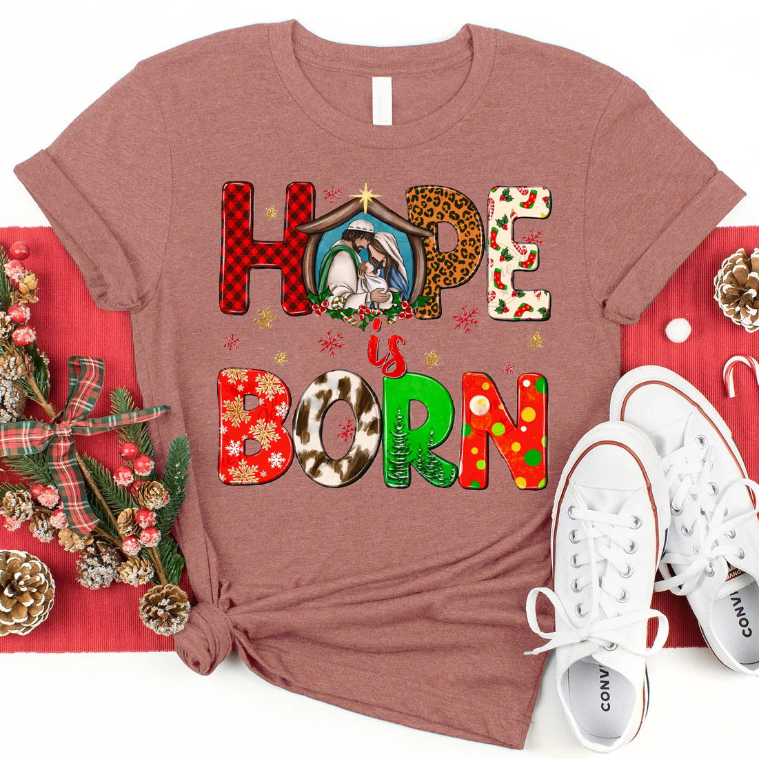 Hope Is Born Christian Christmas T-Shirt
