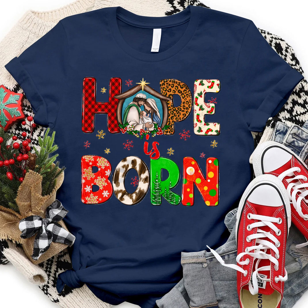 Hope Is Born Christian Christmas T-Shirt