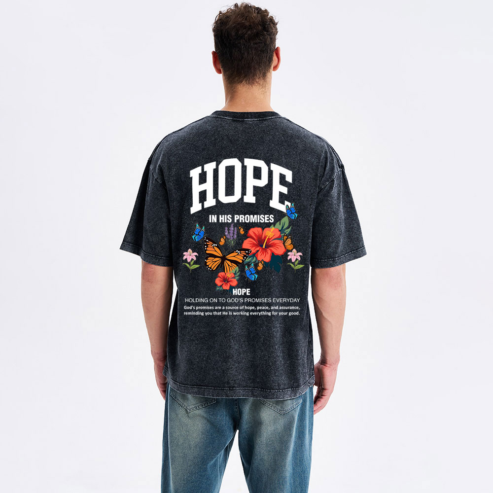 Hope Is His Promised Christian Washed T-Shirt