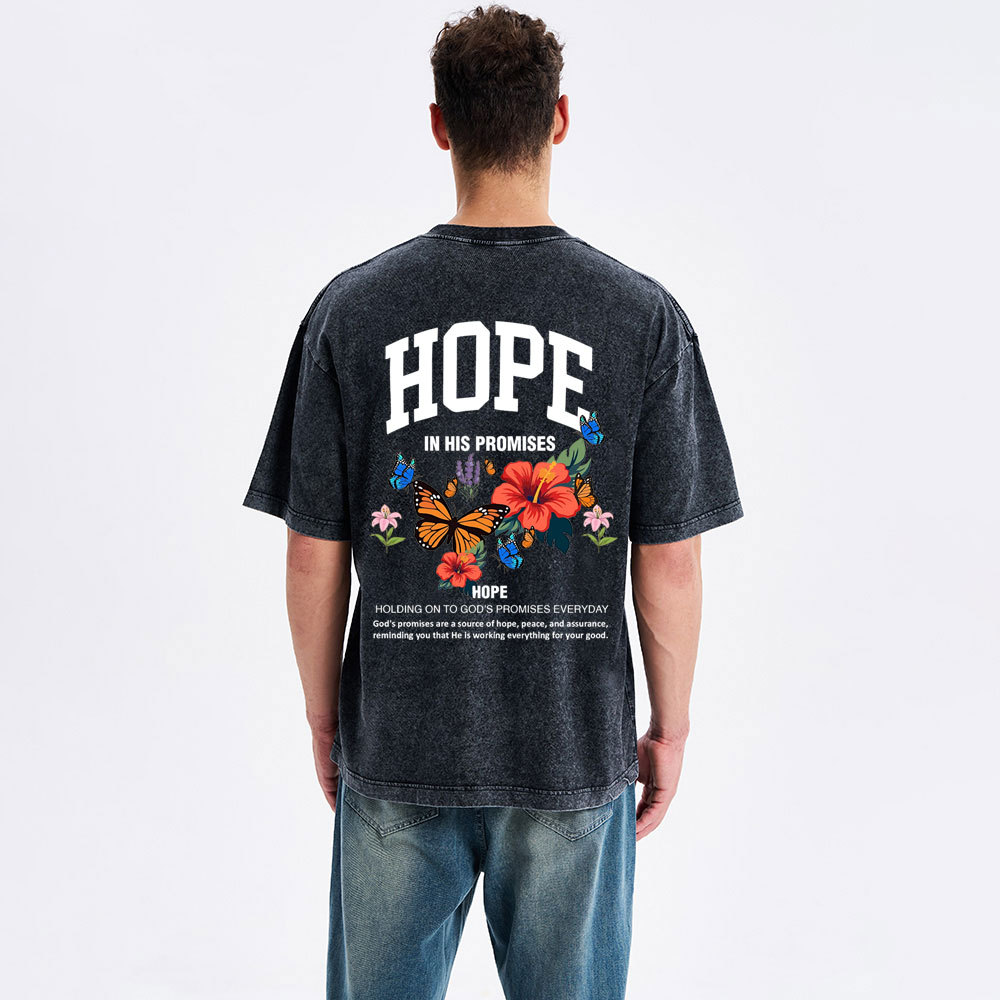Hope Is His Promised Christian Washed T-Shirt