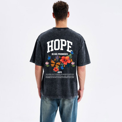 Hope Is His Promised Christian Washed T-Shirt