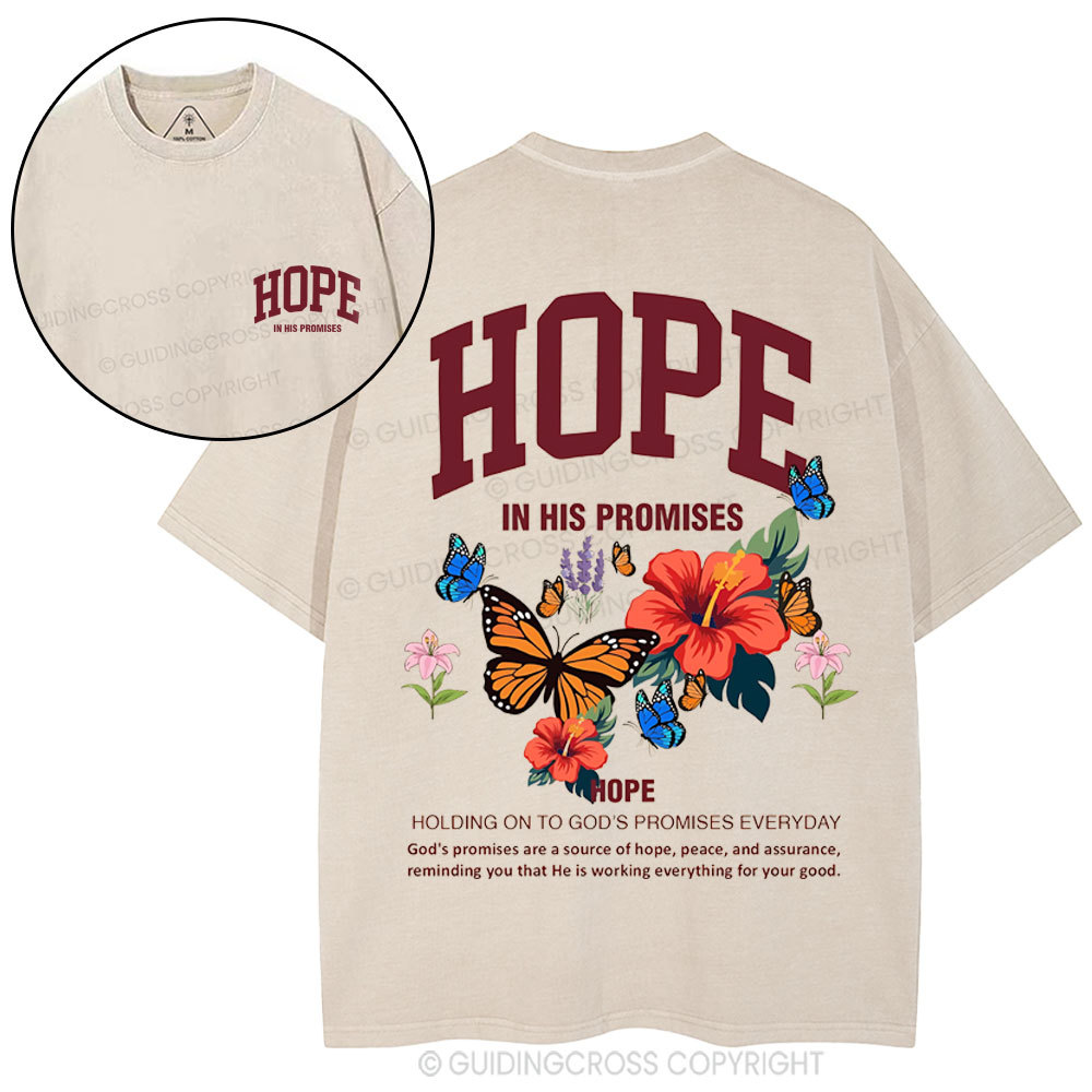 Hope Is His Promised Christian Washed T-Shirt