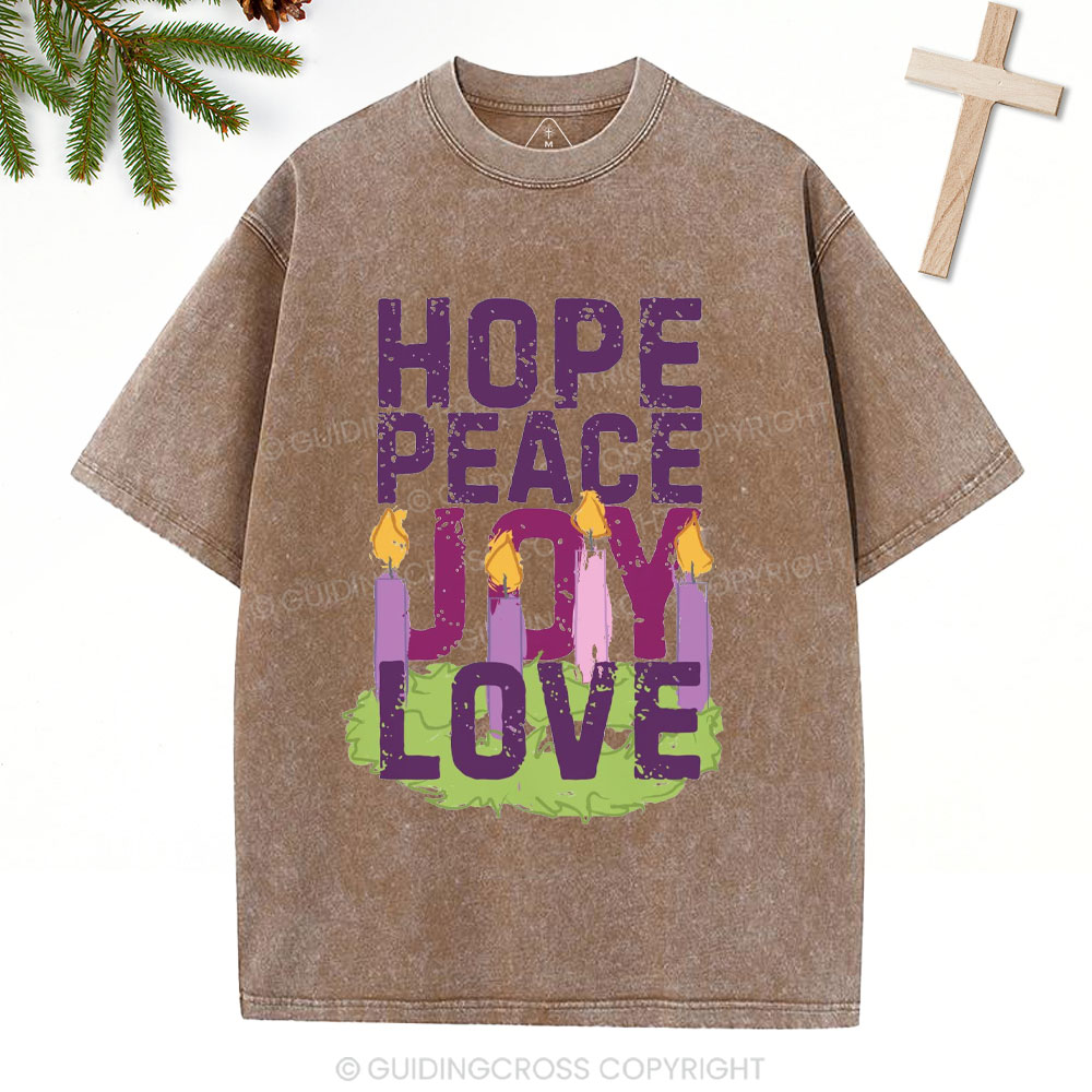 Hope Peace Joy Love Christian Christmas Washed T-Shirt