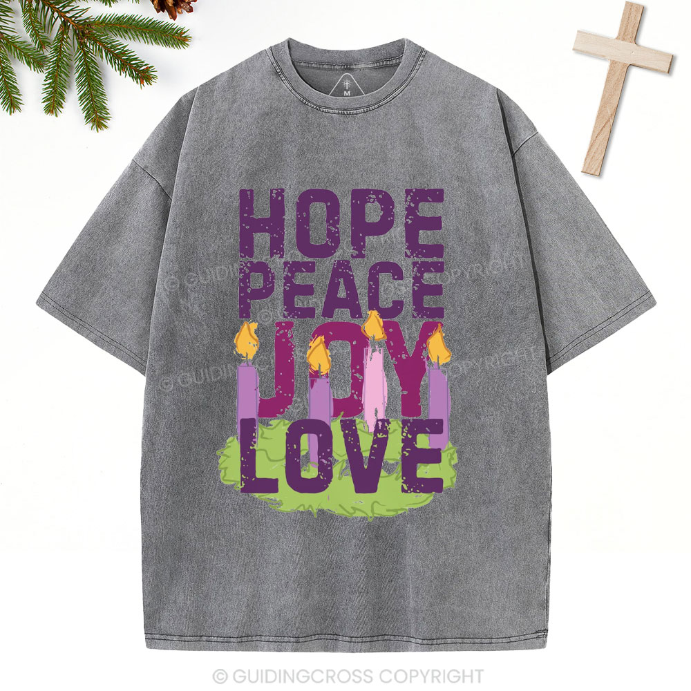 Hope Peace Joy Love Christian Christmas Washed T-Shirt