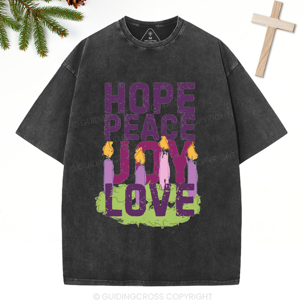 Hope Peace Joy Love Christian Christmas Washed T-Shirt