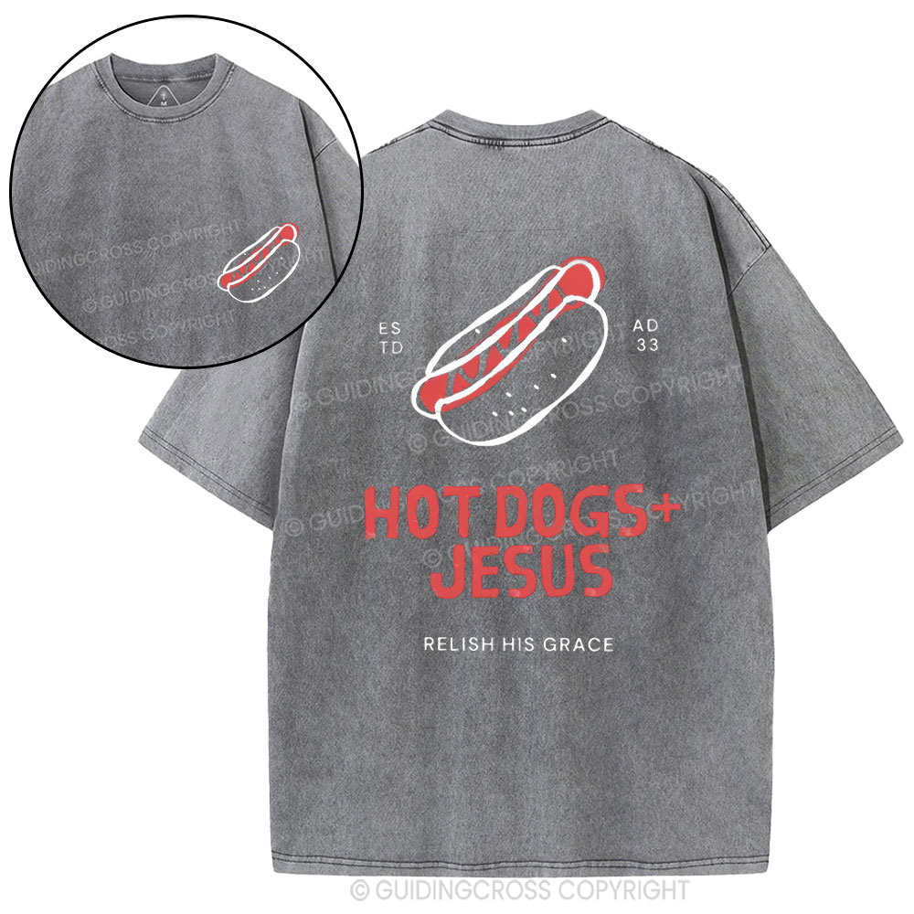 Hot Dogs Jesus Christian Washed T-Shirt