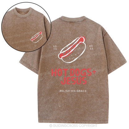 Hot Dogs Jesus Christian Washed T-Shirt