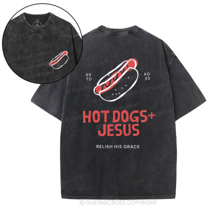 Hot Dogs Jesus Christian Washed T-Shirt