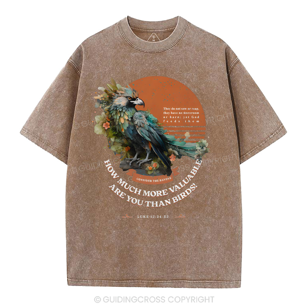 How Much More Valuable Are You Than Birds Christian Washed T-Shirt