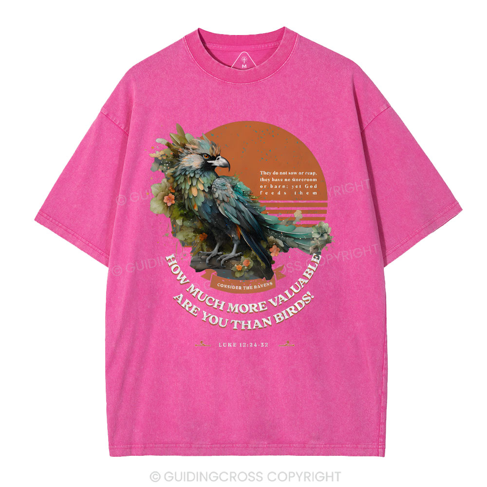How Much More Valuable Are You Than Birds Christian Washed T-Shirt