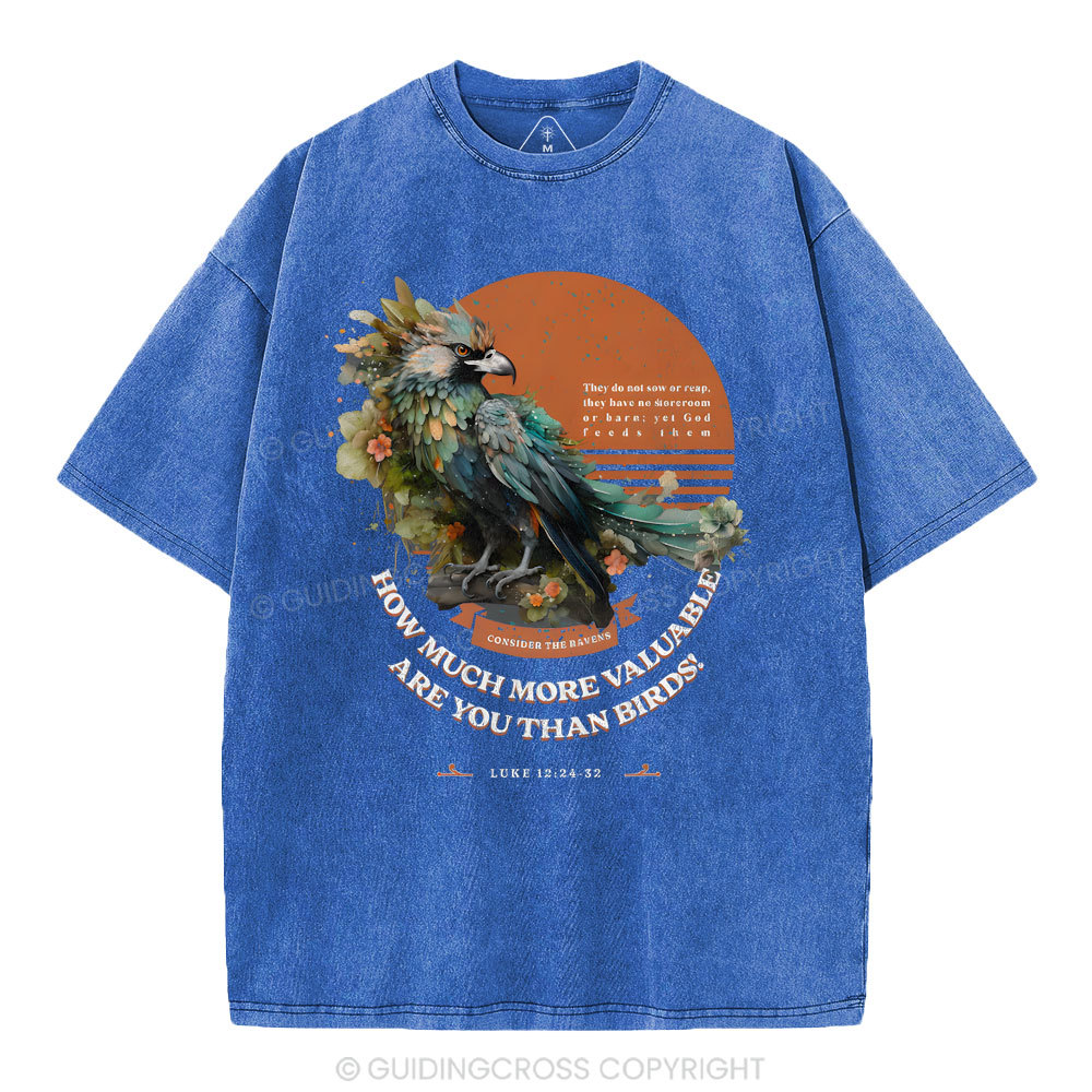 How Much More Valuable Are You Than Birds Christian Washed T-Shirt