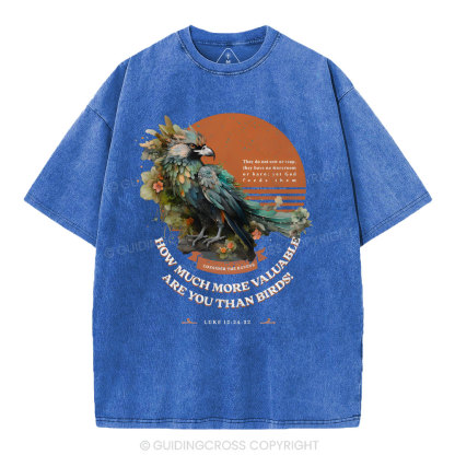How Much More Valuable Are You Than Birds Christian Washed T-Shirt
