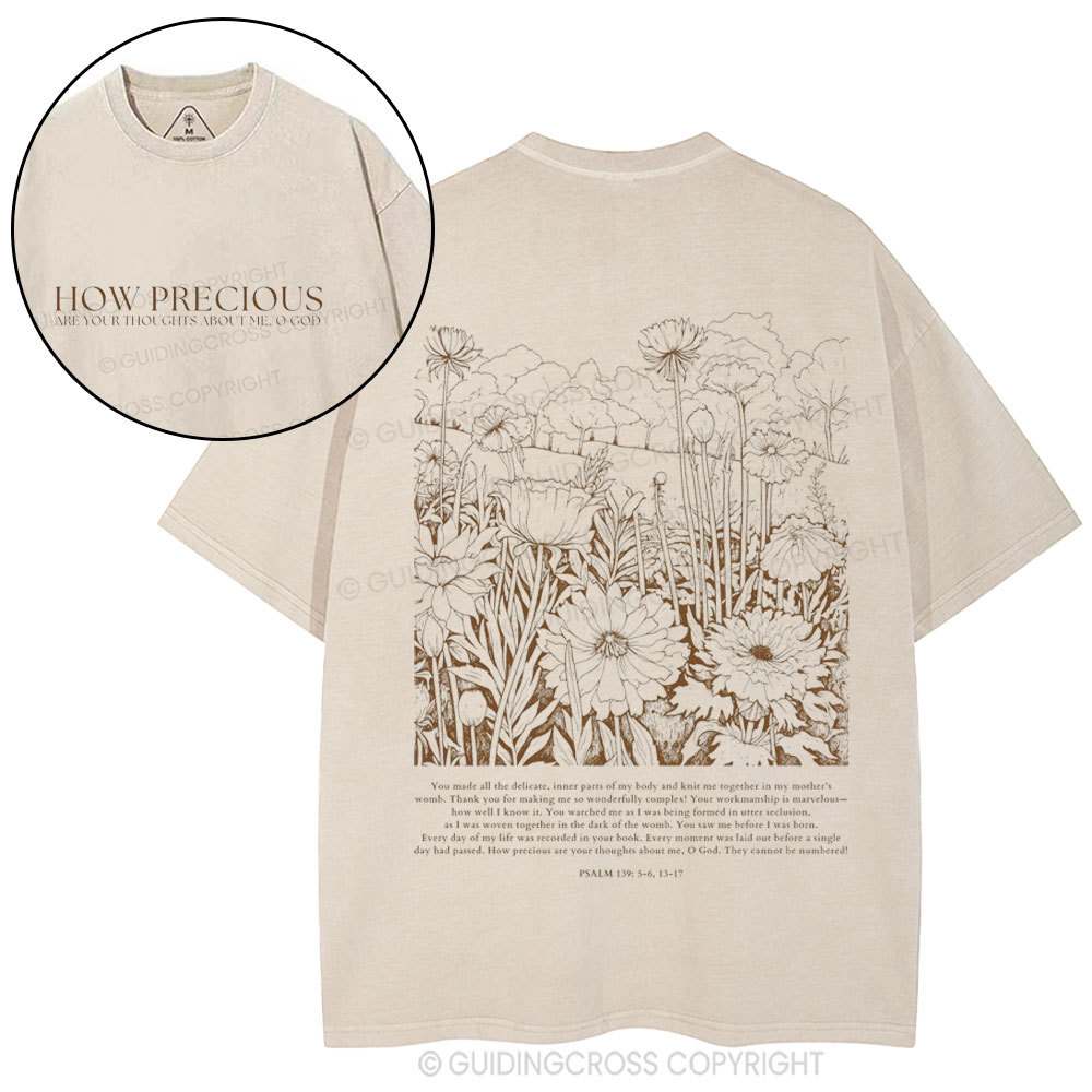 How Precious Are Your Thoughts About Me Christian Washed T-Shirt