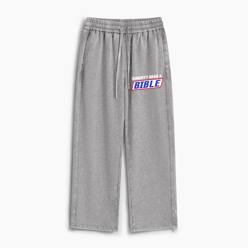 Hungry ? Grab A Bible Christian Washed Sweatpants
