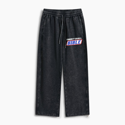 Hungry ? Grab A Bible Christian Washed Sweatpants