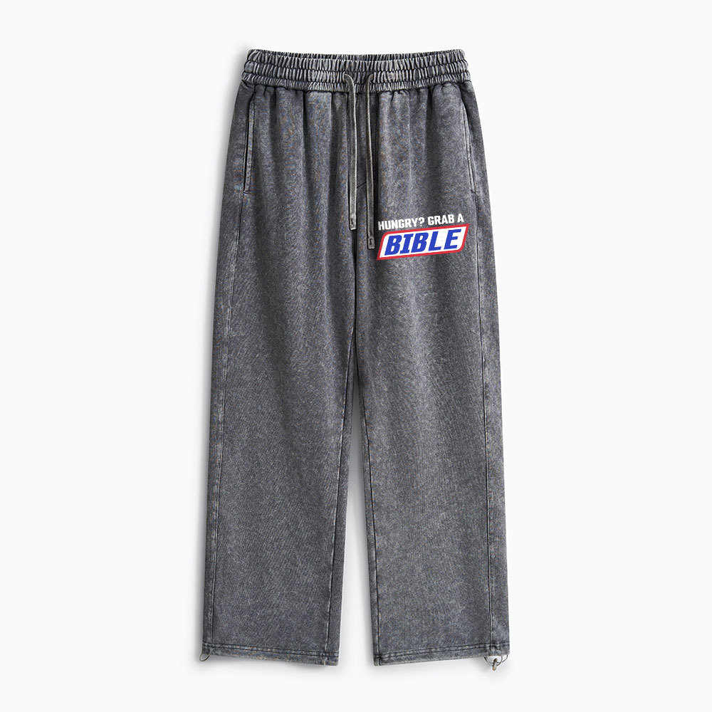 Hungry ? Grab A Bible Christian Washed Sweatpants
