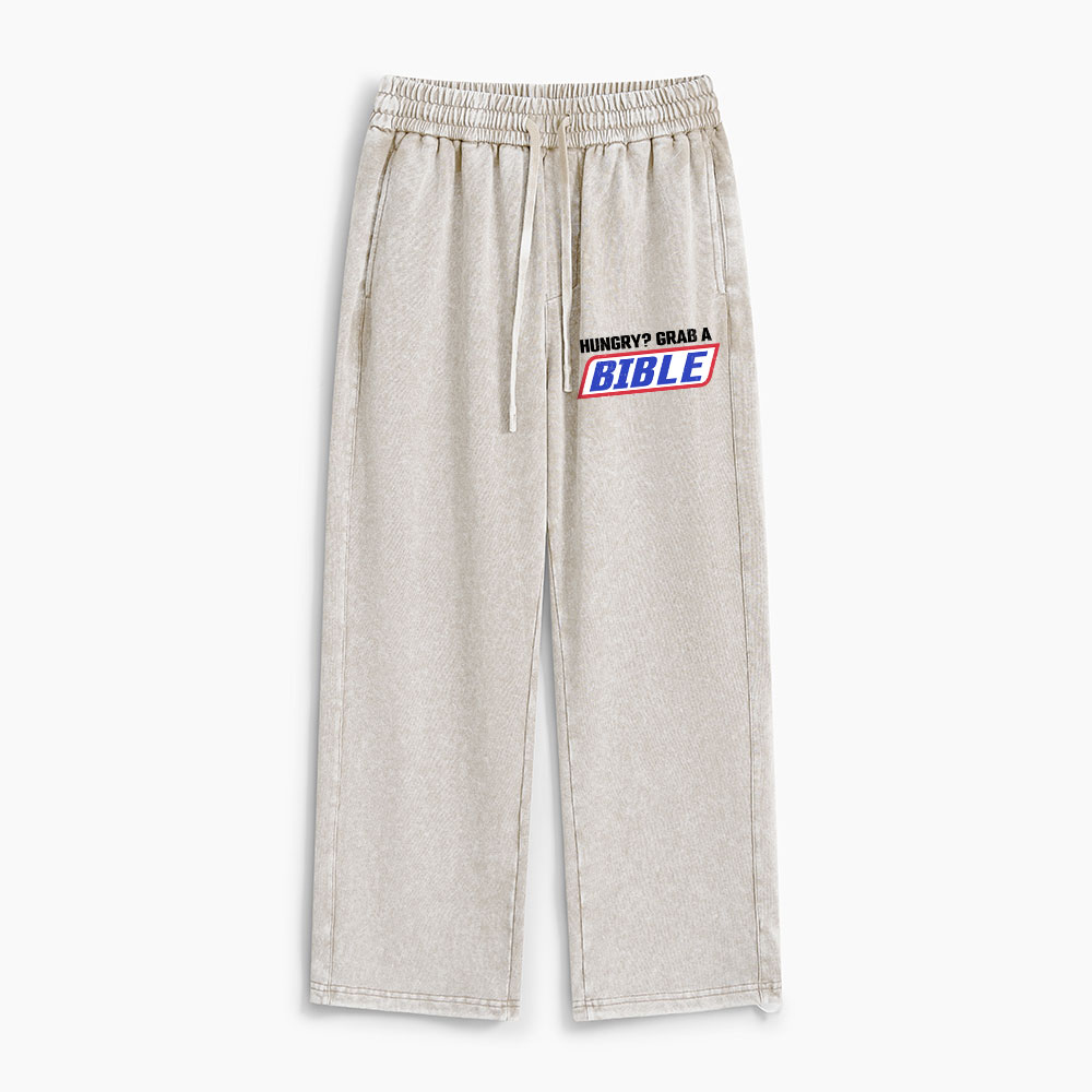 Hungry ? Grab A Bible Christian Washed Sweatpants