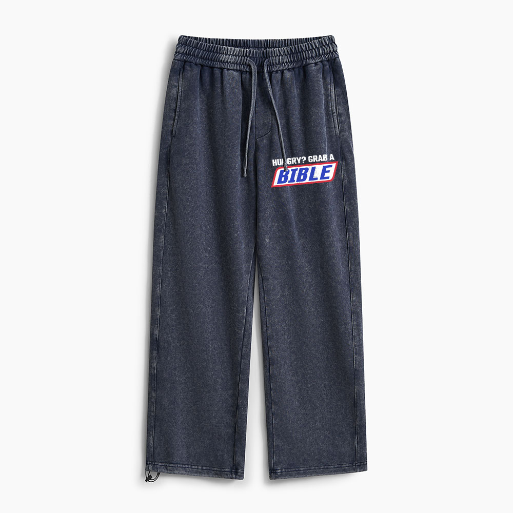 Hungry ? Grab A Bible Christian Washed Sweatpants