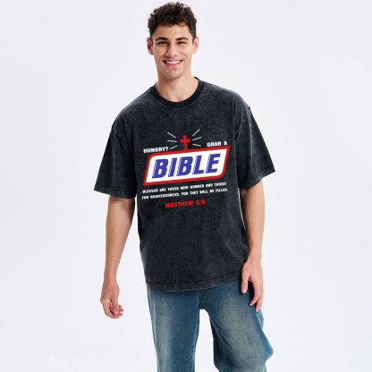 Hungry Grab A Bible Christian Washed T-Shirt
