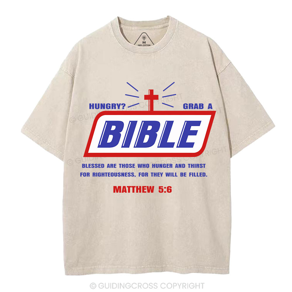 Hungry Grab A Bible Christian Washed T-Shirt