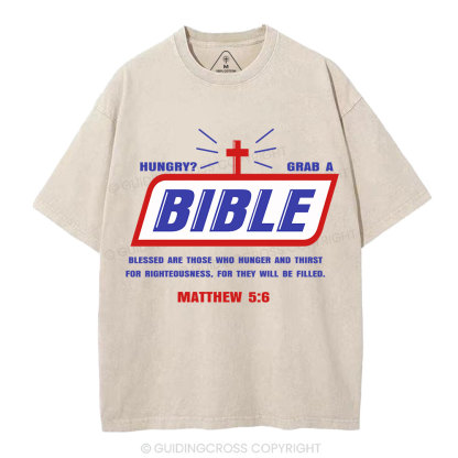 Hungry Grab A Bible Christian Washed T-Shirt
